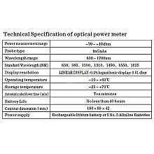 Optical Power Meter (-70) - (+10) dBm