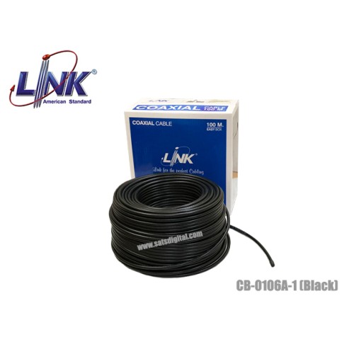 สายนำสัญญาณ RG6 LINK รุ่น CB-0106A-1 สีดำ มั้วน 100 เมตร