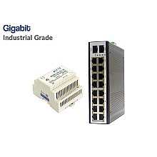 Gigabit IND Switch HUB 16 LAN + 2SFP (Full)