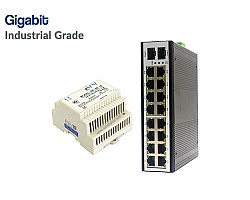 Gigabit IND Switch HUB 16 LAN + 2SFP (Full)