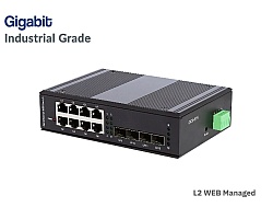 L2 Managed Gigabit IND Switch 8 Port + 4 SFP Port
