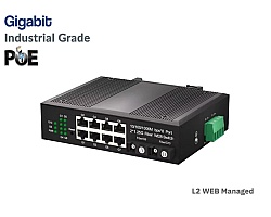 Managed L2 Gigabit IND PoE 8 Port + 2SC Uplink