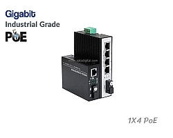 Gigabit Industrial Fiber PoE Switch 1X4 Port 20KM