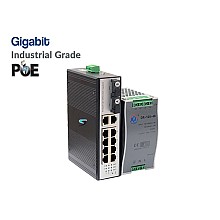 Gigabit Industrial PoE Switch 8 Port + 2GE + 2SC + IND Power