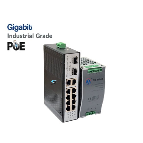 Gigabit Industrial PoE Switch 8 Port + 2GE + 2 SFP + IND Power