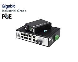 Gigabit Industrial Fiber PoE Switch 1X8 Port 20KM