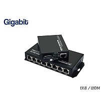 Gigabit Media Converter 1X8 Port SM BIDI 3KM