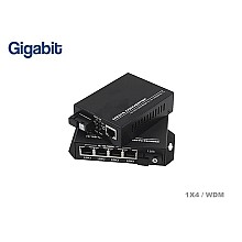 Gigabit Media Converter 1X4 Port SM BIDI 3KM