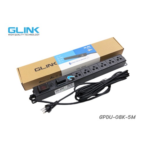 ปลั๊กไฟรางสำหรับตู้แร็ค 6 ช่อง GLINK รุ่น GPDU-08K-5M