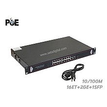 PoE Switch 16 Port 10/100 + 2GE + 1 SFP Uplink (Rack)