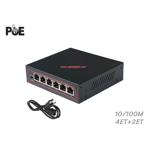 PoE Switch 4 Port 10/100 + 2 LAN FE Uplink