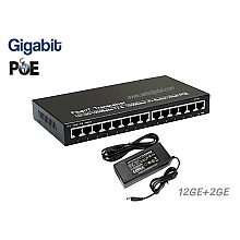 Gigabit PoE Switch 12 Port + 2 LAN GE Uplink