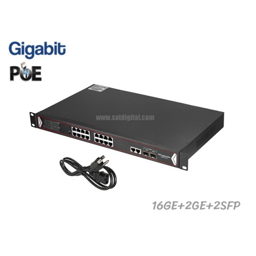 Gigabit PoE Switch 16 Port + 2GE + 2 SFP Uplink (Rack)