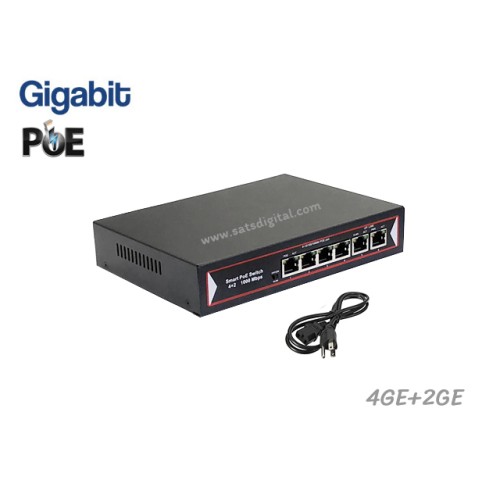 Gigabit PoE Switch VLAN 4 Port + 2 LAN GE Uplink