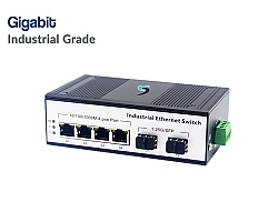 Gigabit Industrial Switch 4 Port + 2 SFP Uplink