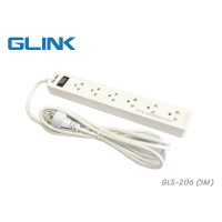 ปลั๊กไฟ 6 ช่อง GLINK รุ่น GLS-206 สายไฟยาว 3 เมตร