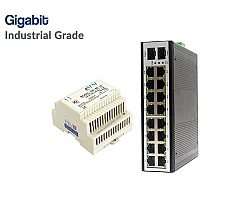 Gigabit IND Switch HUB 16 LAN + 2SFP (Full)