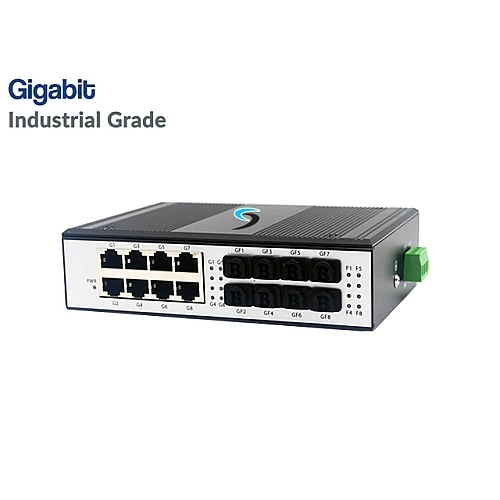 Gigabit Industrial Switch 8 LAN + 8 SFP Port