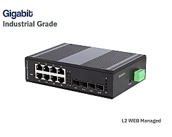 L2 Managed Gigabit IND Switch 8 Port + 4 SFP Port