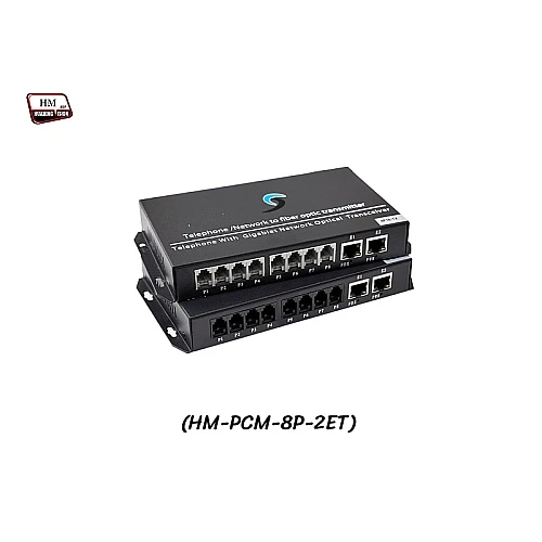 PCM Voice 8 Phone + 2 LAN 10/100 To Fiber Optic