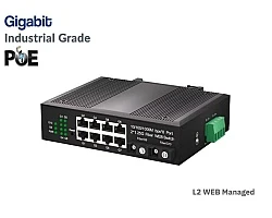 Managed L2 Gigabit IND PoE 8 Port + 2SC Uplink