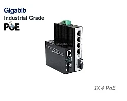 Gigabit Industrial Fiber PoE Switch 1X4 Port 20KM