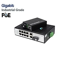 Gigabit Industrial Fiber PoE Switch 1X8 Port 20KM