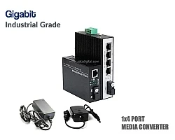 Gigabit IND Media 1X4 Port SM BIDI 20KM
