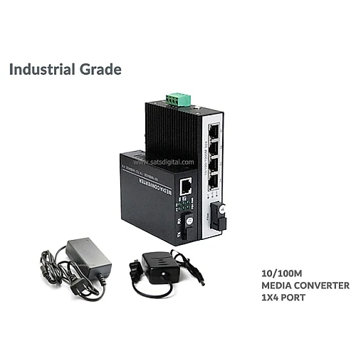 Industrial Media 10/100 1X4 Port SM BIDI 20KM