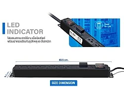 ปลั๊กไฟ 6 ช่อง สำหรับตู้แร็ค GLINK รุ่น GPDU-08K-5M