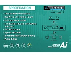 RELKOR PoE Switch 4 Port 10/100 + 2 LAN FE Uplink